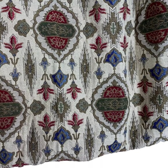 Pair of Stunning Tapestry Curtains Vintage Rug-Print Drapes 104 Long Tan Red 2 - Picture 4 of 6